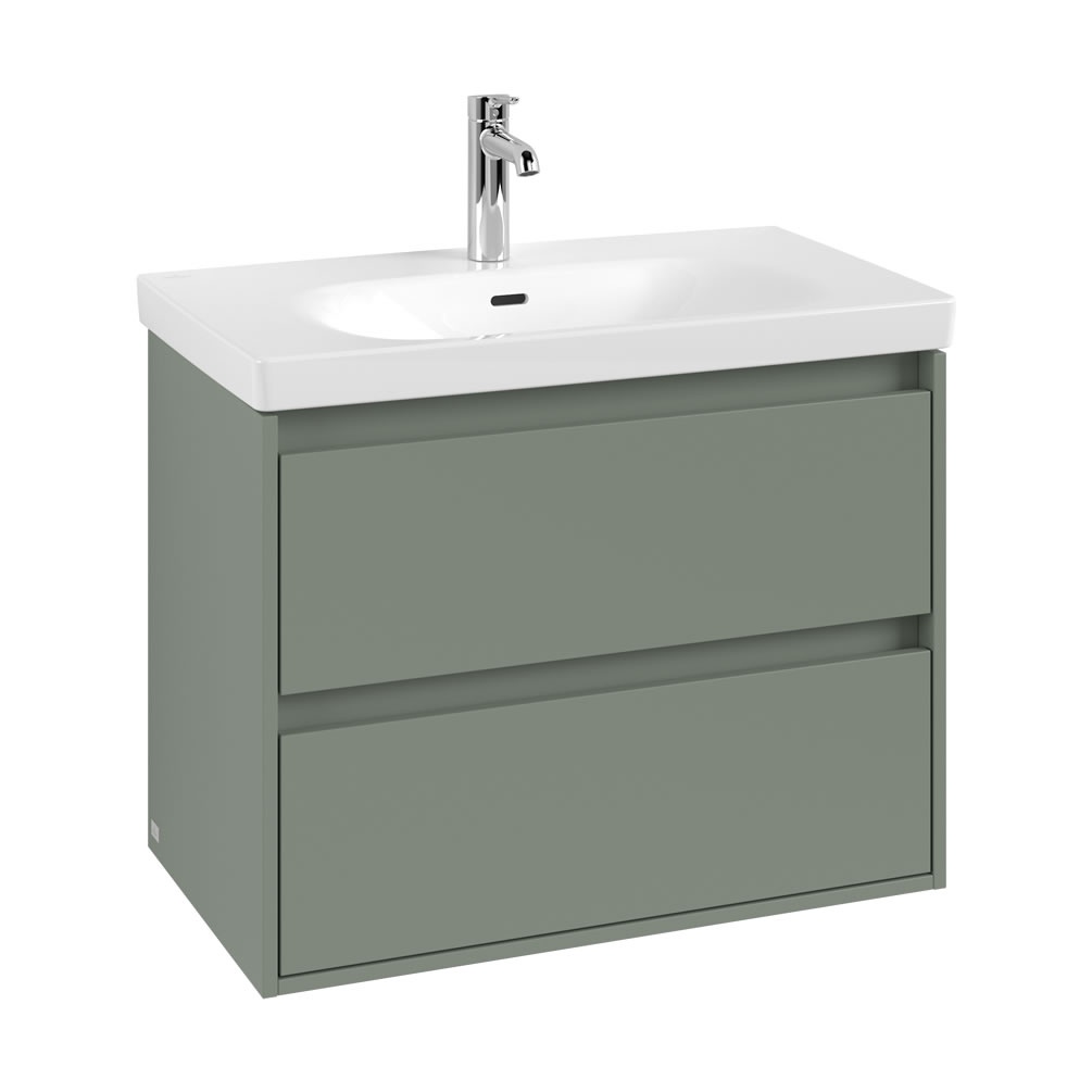 Cutout image of Villeroy & Boch Skyla Soft Green 800mm Two-Drawer Vanity Unit